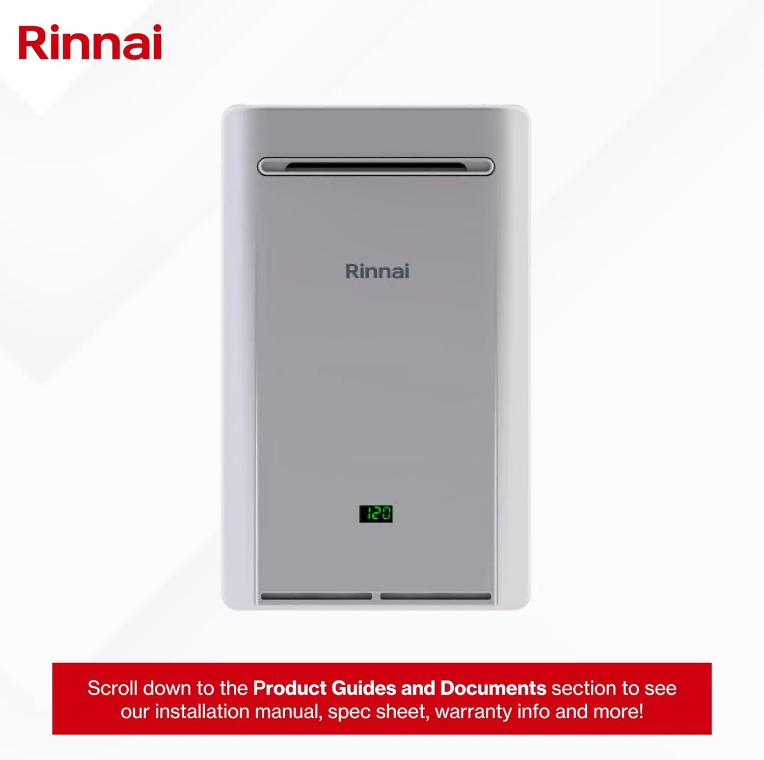 Rinnai RE199eP Non-Condensing Propane Tankless Water Heater, Up to 9.8 GPM, Outdoor Installation, 199,000 BTU
