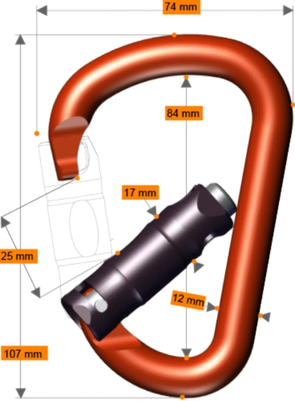 Rock Exotica Pirate Carabiner - Heavy Duty Locking Carabiner Clip for Rock Climbing Gear and Industrial Use - Made in The USA
