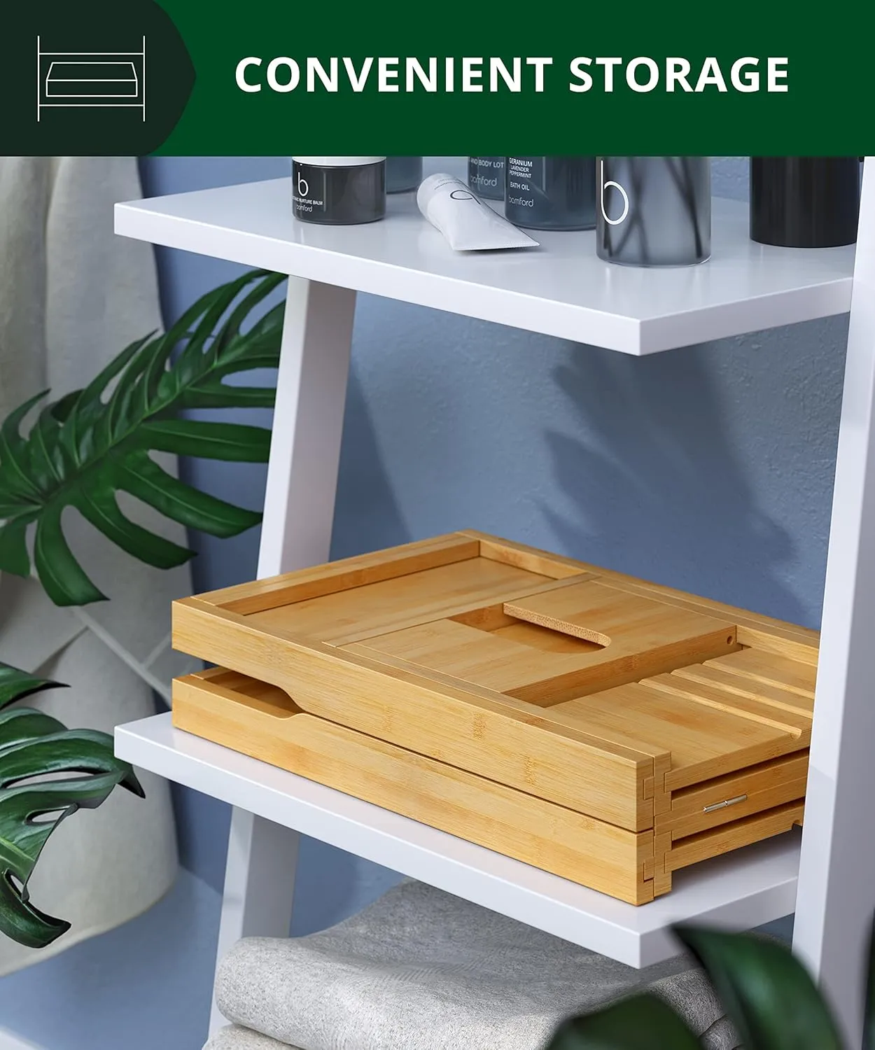 ROYAL CRAFT WOOD Premium Foldable Bathtub Tray - Wood Bath Tray for Tub, Bamboo Shelf, Expandable Bath Table Trays, Bathtub & Bathroom Accessories for New Home & Mothers Day & Birthday Gifts for Mom