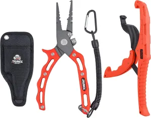 RUNCL Fishing Plier, Fish Lip Gripper Kit, Fishing Remover Extractor, Multi-Function Fishing Tools for Saltwater, Freshwater, Ice Fishing, Premium Fishing Gifts for Men