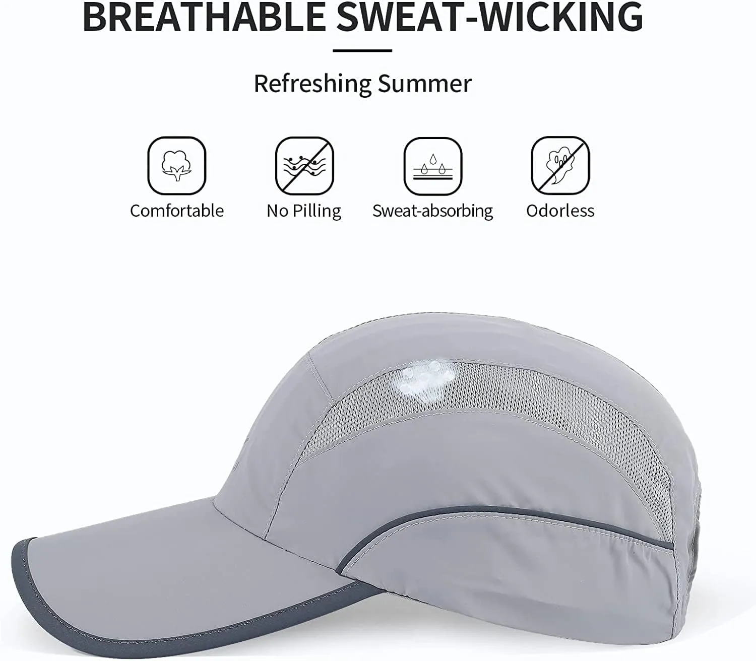 Running Hat Mesh Sports Cap Lightweight Quick Drying Runner Cap for Men Women