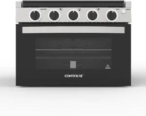 RV 3-Burner Drop-In Gas Range 17" | Black with Stainless Steel Accents | Stylish LED Knobs | Easy-Clean Oven | Propane-Powered | CSA Certified | GR-17BTC