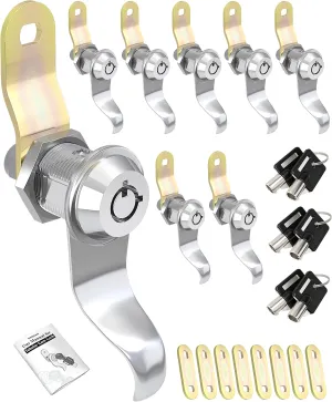 RV Locks for Storage Door 7/8 Inch, RV Compartment Locks for Camper Travel Trailer Cabinet with Keys 7/8", Pack of 8 Locks with 6 Keyed Alike with Manual