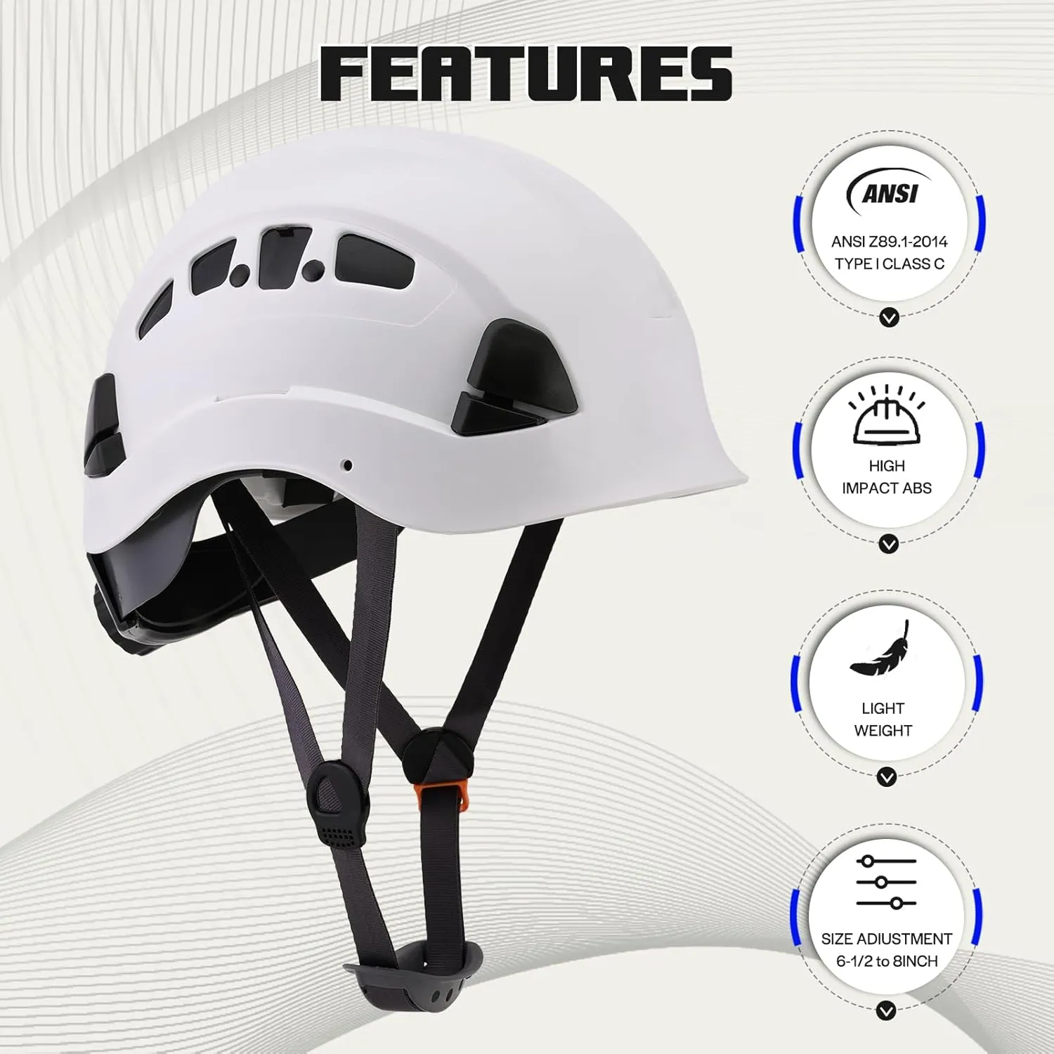 Safety Hard Hat ANSI Z89.1 Approved,Adjustable Vented Safety Helmet,6-Point Suspension,Construction Forestry Aborist Work