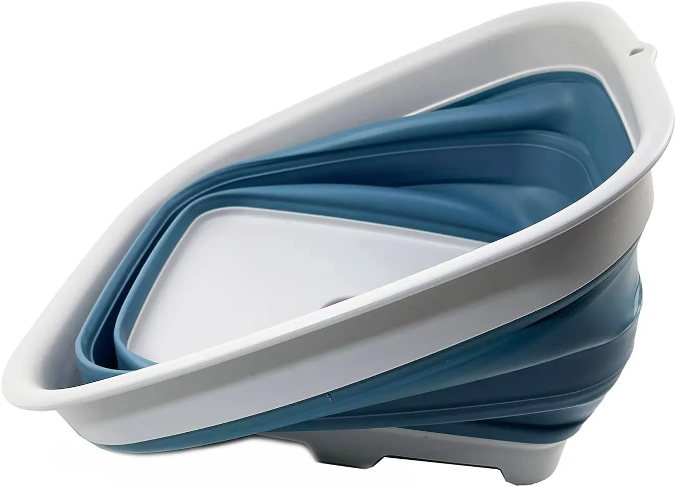 SAMMART 15L (3.9 Gallon) Collapsible Dishpan with Draining Plug-Foldable Washing Basin-Portable Dish Washing Tub - Camping & Space Saving Kitchen Storage Tray (Steel Blue   Dark Sea Green (Set of 2))
