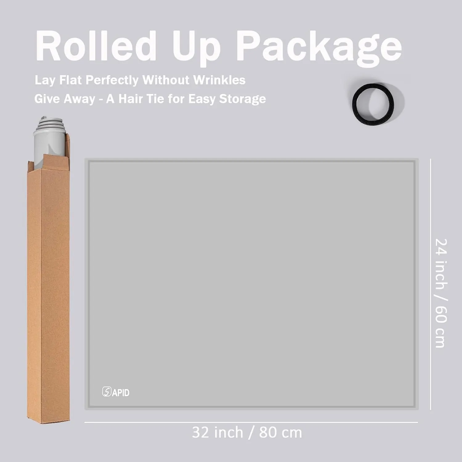 SAPID 32"x24" Extra Large Silicone Mat With Raised Edges, Rolled-Up Silicone Mats For Kitchen Counter Heat Resistant Silicone Mat With Lip, Thick Countertop Protector Mat,Silicone Mats For Crafts,Gray
