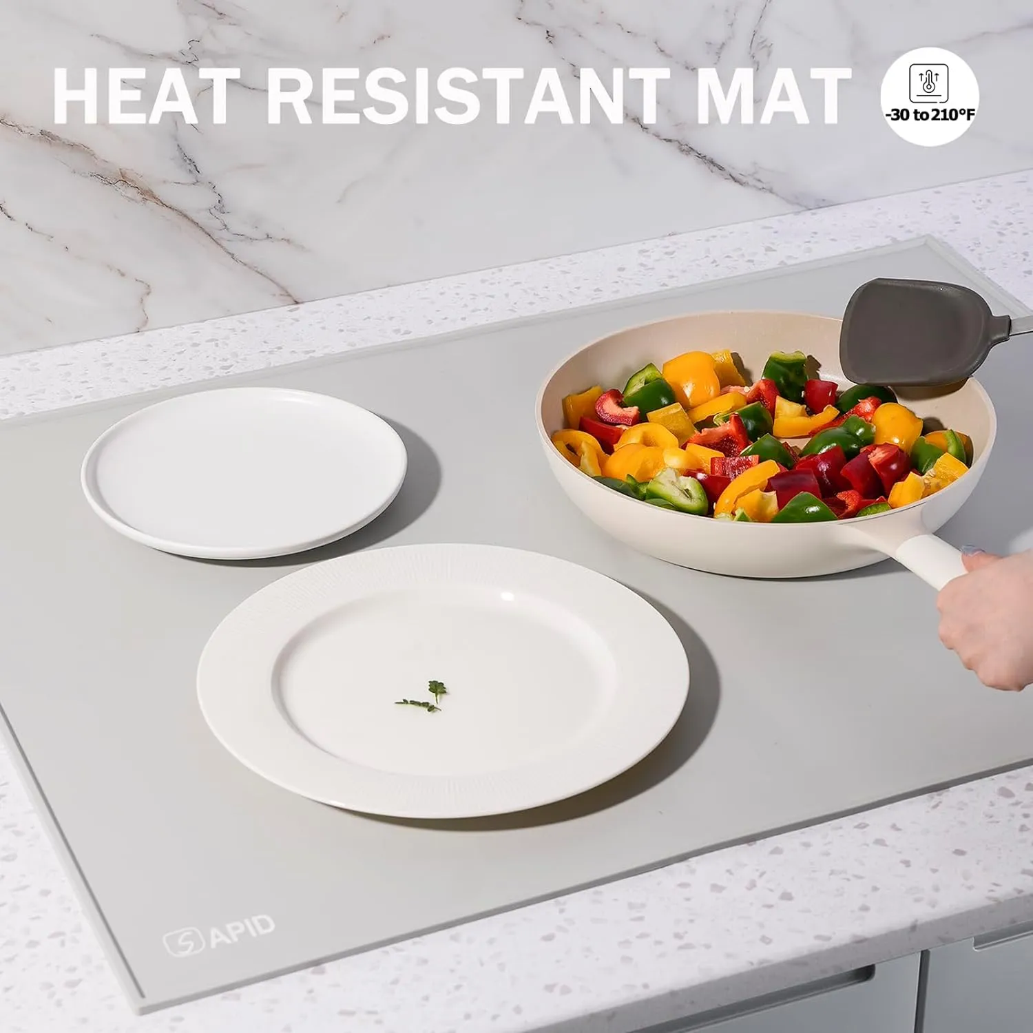 SAPID 32"x24" Extra Large Silicone Mat With Raised Edges, Rolled-Up Silicone Mats For Kitchen Counter Heat Resistant Silicone Mat With Lip, Thick Countertop Protector Mat,Silicone Mats For Crafts,Gray