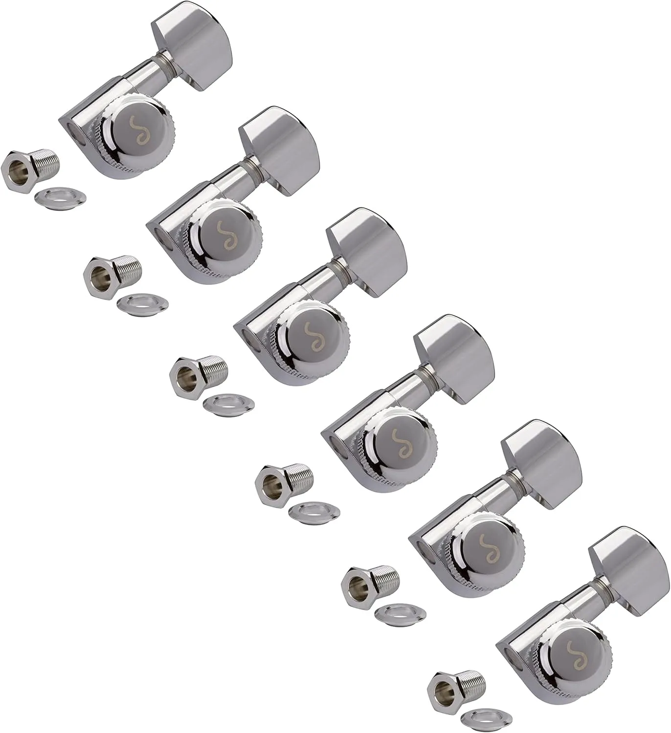 Schaller Locking 6-In-Line Guitar Tuning Machines, Chrome