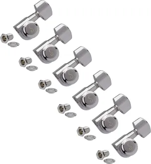 Schaller Locking 6-In-Line Guitar Tuning Machines, Chrome