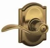 Schlage Accent Lever with Camelot Trim Bed and Bath Lock in Antique Brass - F40 ACC 609 CAM