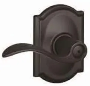Schlage F40 ACC 622 CAM Accent Door Lever with Camelot Trim, Bed & Bath Privacy Lock, Matte Black