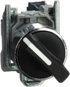 Schneider Electric Selector Switch - Black Color, Metal Material, 22mm - 2 Positions, Stay Put Operator, 1 NO Contact Type - Quick & Easy Assembly - Harmony XB4 (XB4BD21)