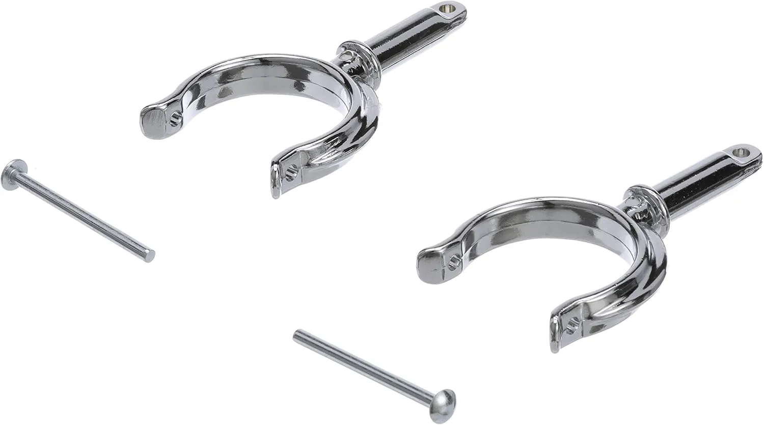 Seachoice Top-Mount Rowlock Horns Set, Chrome-Plated Zinc, Includes 2 Rowlocks w/Locking Pins