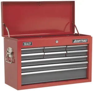 Sealey AP22509BB 9 Drawer Topchest with Ball Bearing Runners, Red/Grey