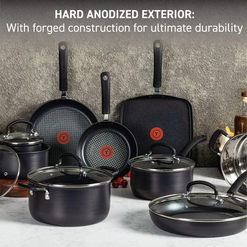 Set Lid Oven, Safe, Cooking 14 350F, Black Griddle, Ultimate Safe Cookware Set Broiler Anodized Refined T-fal Pans, Dutch Kitchen Oven Pans, Dishwasher Safe & Hard Nonstick 400F, Pots Premium-grade Saucepans, Piece, w/Fry