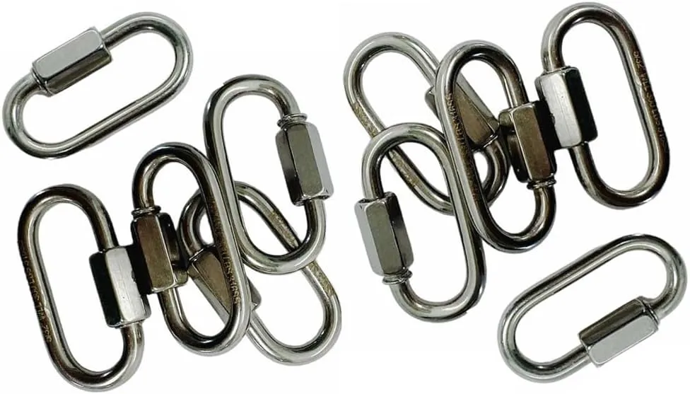 Set of 10 PC Boat Marine Stainless Steel Quick Link 3/8" Locking Carabiners Quickdraws WLL 1,600 LBS Capacity