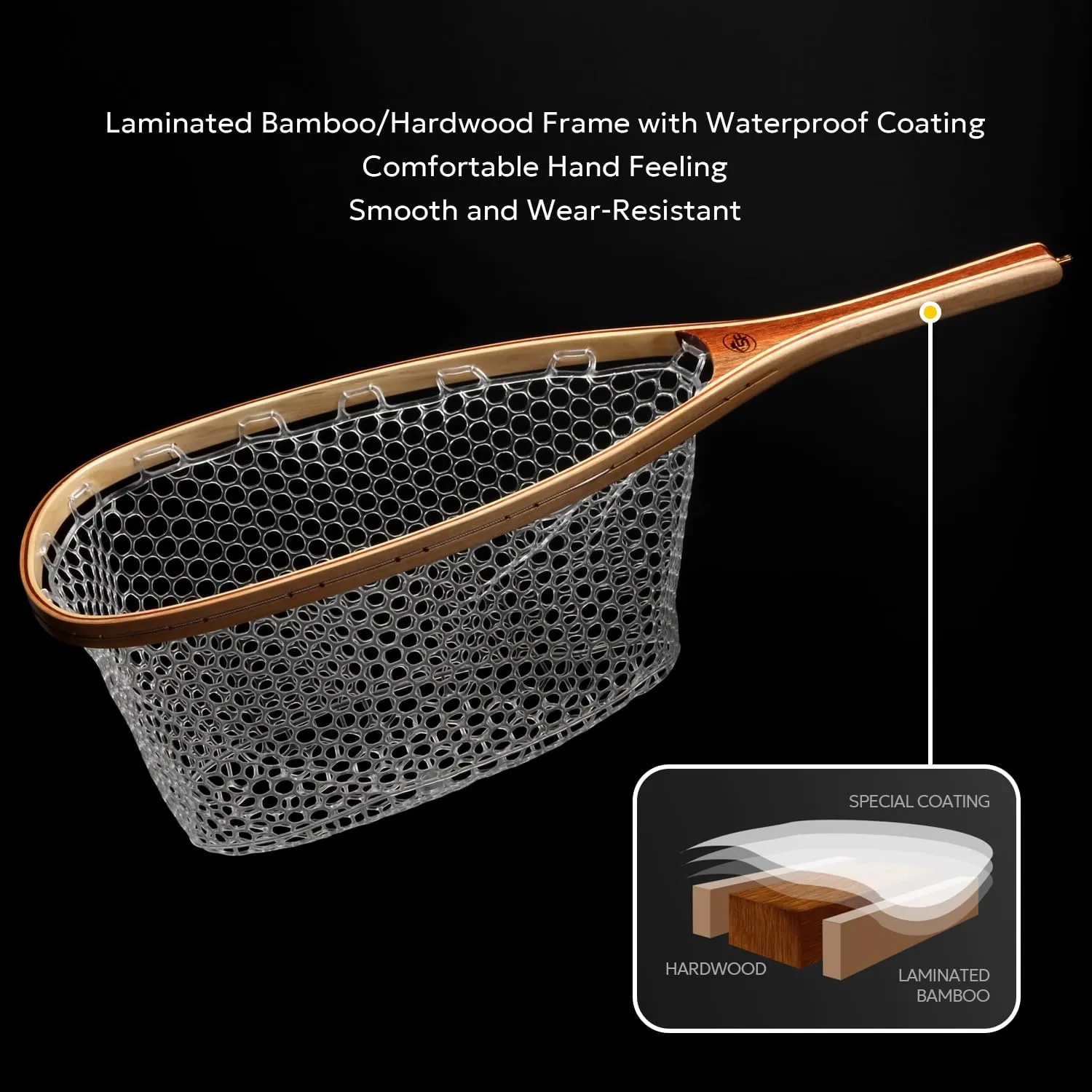 SF Fly Fishing Landing Net Soft Rubber Mesh Trout Net Catch and Release Net