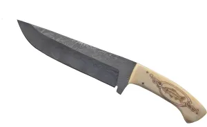 SHARP SOLUTIONS Premium 12-Inch Damascus Steel Knife 100% Handmade, Forged Steel Versatile Hunting and Cooking Tool-Razor-Sharp Blade with Leather Sheath-Elevate Your Indoor and Outdoor Expeditions!