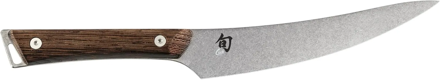 Shun Kanso 6" Boning and Fillet Knife, Handcrafted Japanese Curved Boning Knife, AUS10A Stainless Steel Blade, Tagayasan Handle, Meat and Fish Tool for Professional and Home Chefs