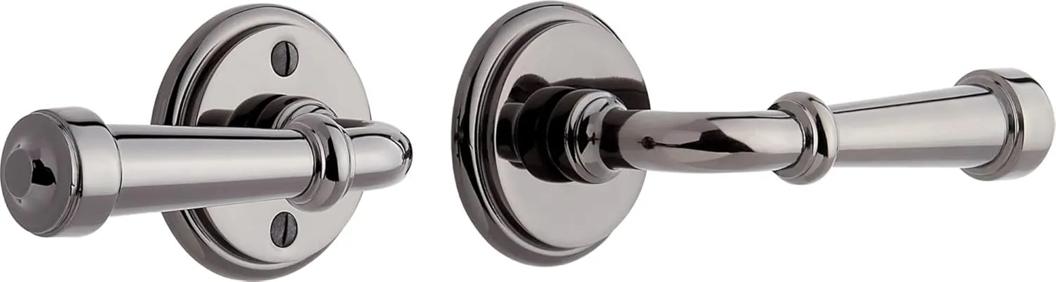 Signature Hardware 479178 Esmond Left Handed Solid Brass Privacy Door Lever Set with 2-3/4" Backset - Black Nickel