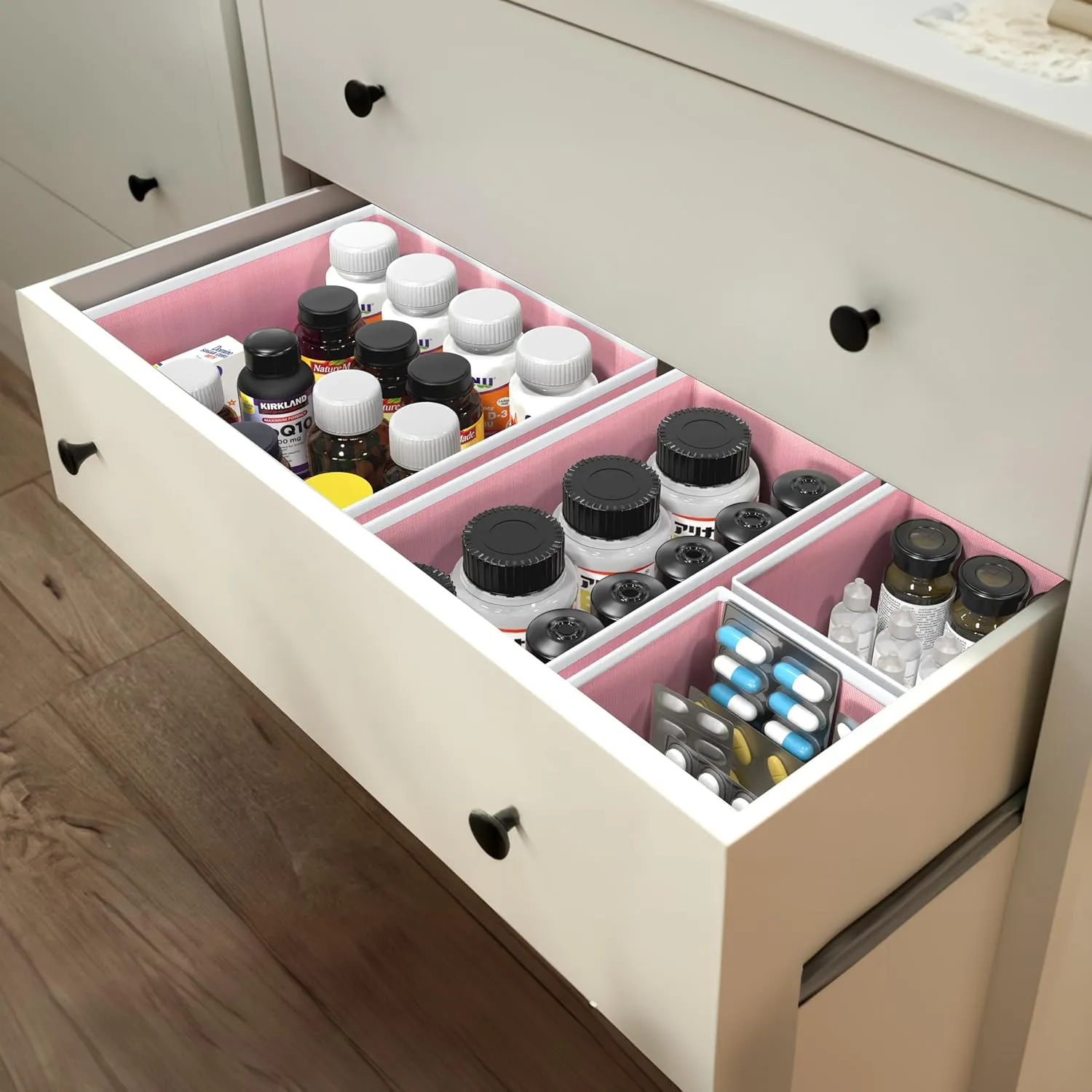 Simple Houseware Underwear Drawer Organizer for Lingerie/Undergarment/Bra/Panty/Sock/Onesie, Set of 6, Pink
