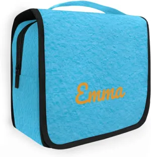 Sinestour Personalized Hanging Travel Toiletry Bag Cosmetic Makeup Bag Pouch Organizer for Women and Girls Waterproof Blue