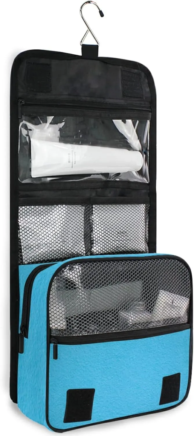 Sinestour Personalized Hanging Travel Toiletry Bag Cosmetic Makeup Bag Pouch Organizer for Women and Girls Waterproof Blue