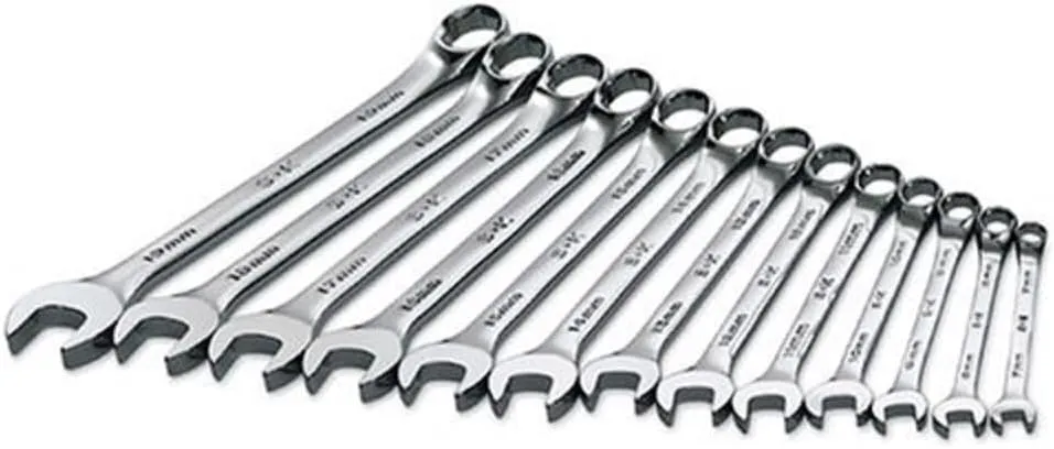 SK Tools USA 13 Piece, Regular, 6 Point, Metric SuperKrome® Combination Wrench Set: 7MM - 19MM | 86123