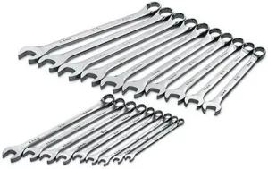SK Tools USA 19 Piece, Long Pattern, 12 Point, Metric SuperKrome® Combination Wrench Set: 6MM - 24MM | 86037