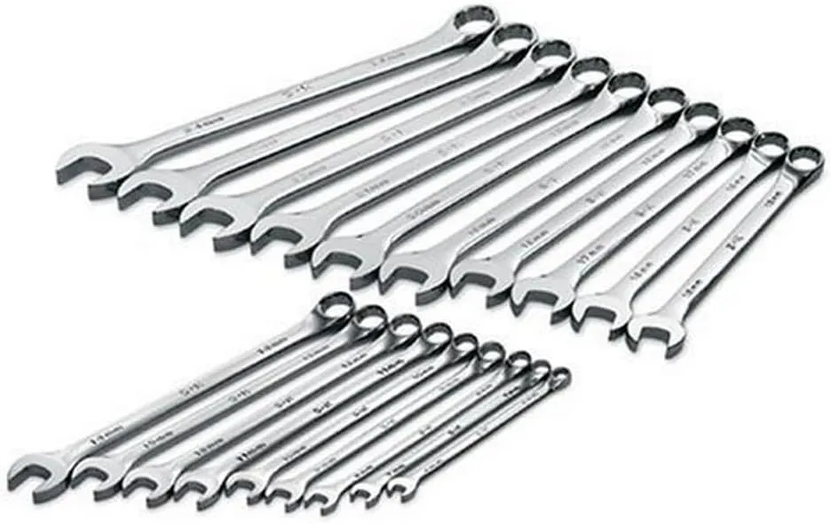SK Tools USA 19 Piece, Long Pattern, 12 Point, Metric SuperKrome® Combination Wrench Set: 6MM - 24MM | 86037