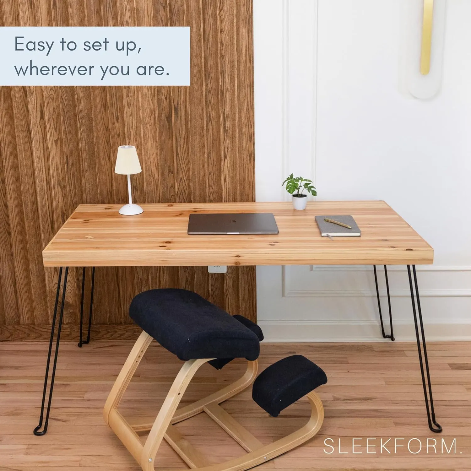 Sleekform Wooden Folding Desk - Small Folding Table Portable with Collapsible Hairpin Legs - Wood Foldable Desks for Small Spaces - Space Saving Portable Computer Desk - Birch