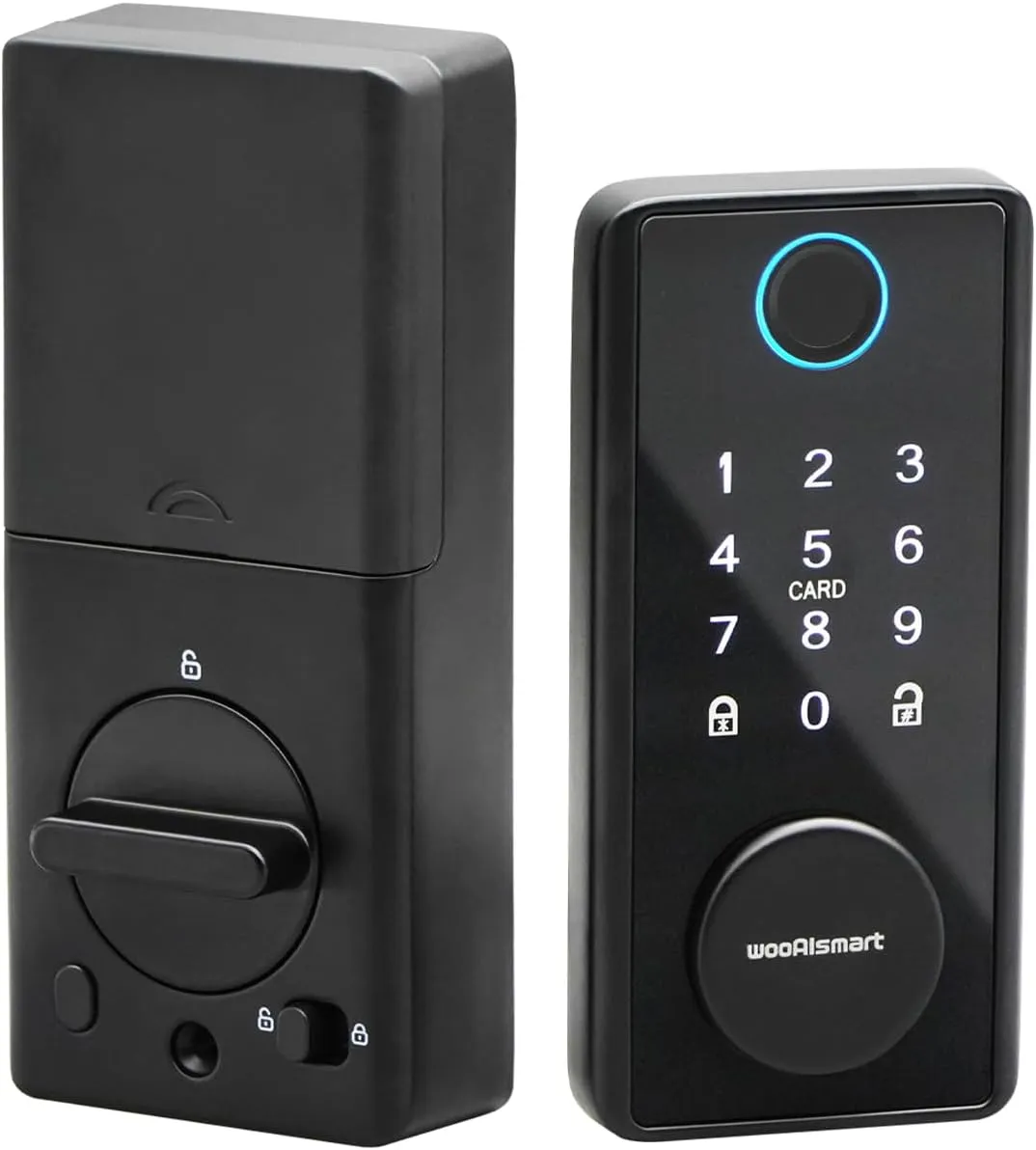 Smart Keyless Entry Door Lock with Biometric Fingerprint & Touchscreen Keypad – Auto-Lock, One-Time Guest Codes, Keypad Deadbolt, One-Touch Locking, App Control, Matte Black Finish