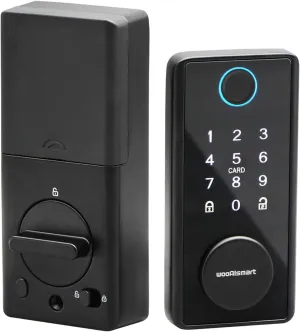 Smart Keyless Entry Door Lock with Biometric Fingerprint & Touchscreen Keypad – Auto-Lock, One-Time Guest Codes, Keypad Deadbolt, One-Touch Locking, App Control, Matte Black Finish