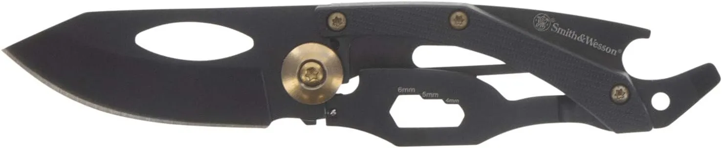 Smith & Wesson Multi-Tool 5.5in Stainless Steel Folding Knife with 2in Drop Point Blade and S.S. Handle for Outdoor, Tactical, Survival and EDC