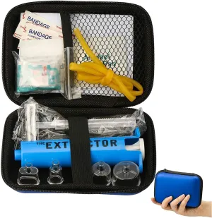 Snake Bite Extractor First Aid Kit | 4-Size Snake & Bee Sting Emergency Kit with CPR Shield | One-Hand Operation Design