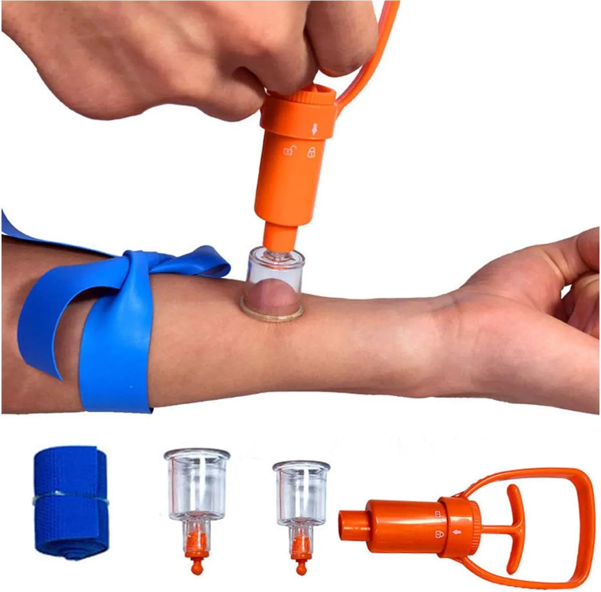 Snake Bite Extractor First Aid Kit | 4-Size Snake & Bee Sting Emergency Kit with CPR Shield | One-Hand Operation Design