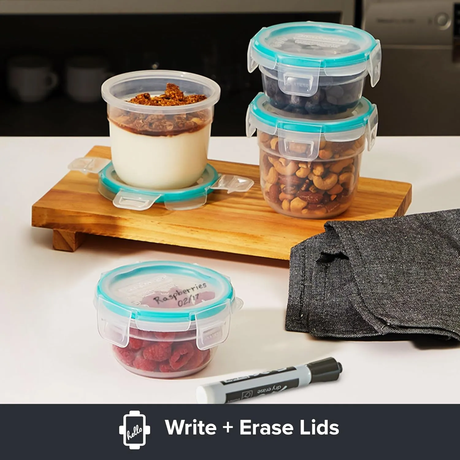 Snapware Total Solution 16-Pc Plastic Food Storage Containers Set ,(4) 2-Cup & (4) 1.2-Cup Round Meal Prep Container, BPA-Free Lids with 4 Locking Tabs, Microwave, Dishwasher, and Freezer Safe