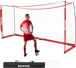 Soccer Goal, 12X6FT Soccer Net Easy Setup, Portable Soccer Goals for Backyard with Upgraded Collapsible Metal Base, Outdoor Indoor Soccer Goal Net for Practice with Carry Bag