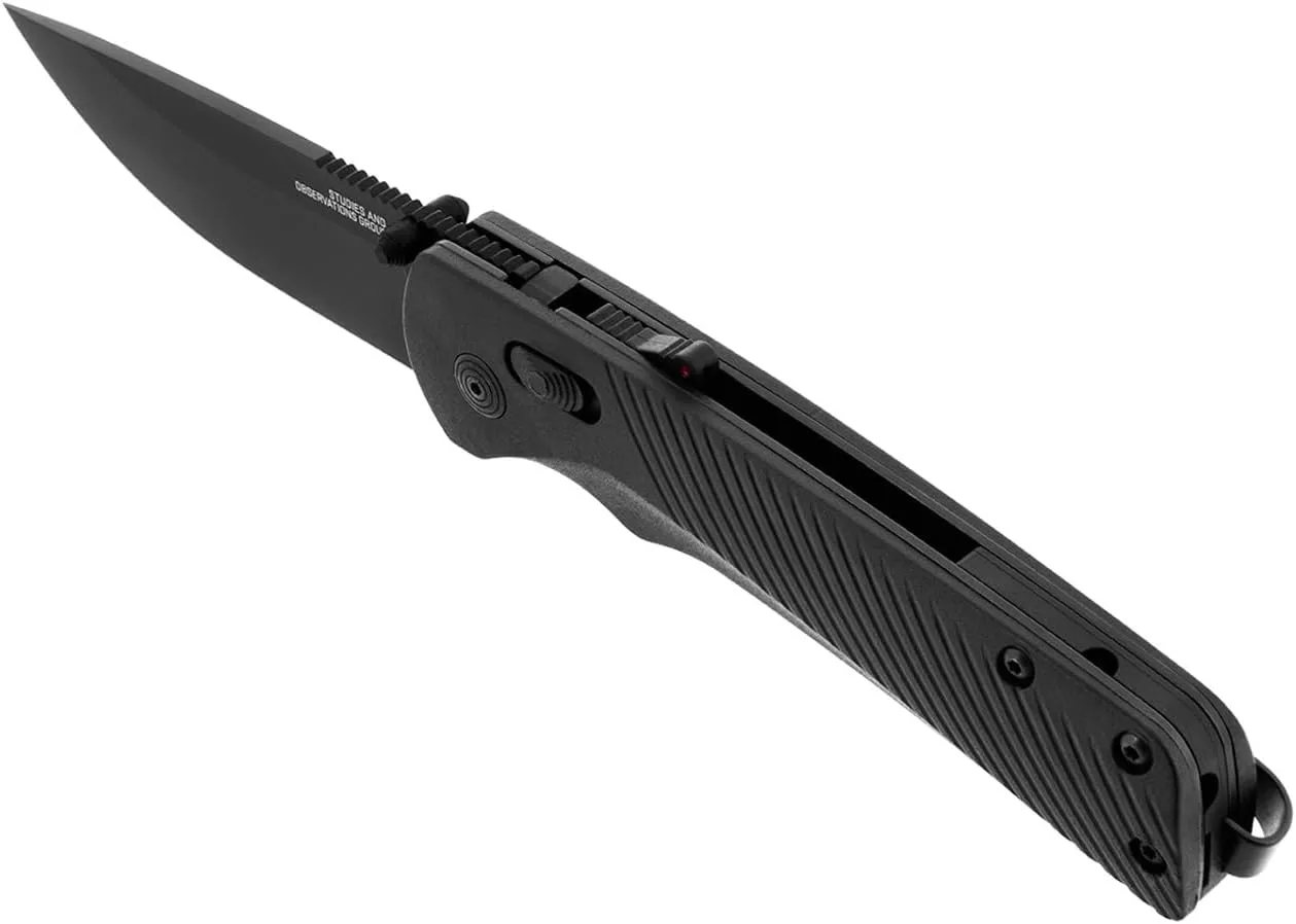 SOG Flash AT Daily Carry Ambidextrous Straight Pocket Folding Knives, Ergonomic Handle & Deep-Carry Clip, D2 Steel Blade