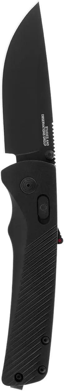 SOG Flash AT Daily Carry Ambidextrous Straight Pocket Folding Knives, Ergonomic Handle & Deep-Carry Clip, D2 Steel Blade