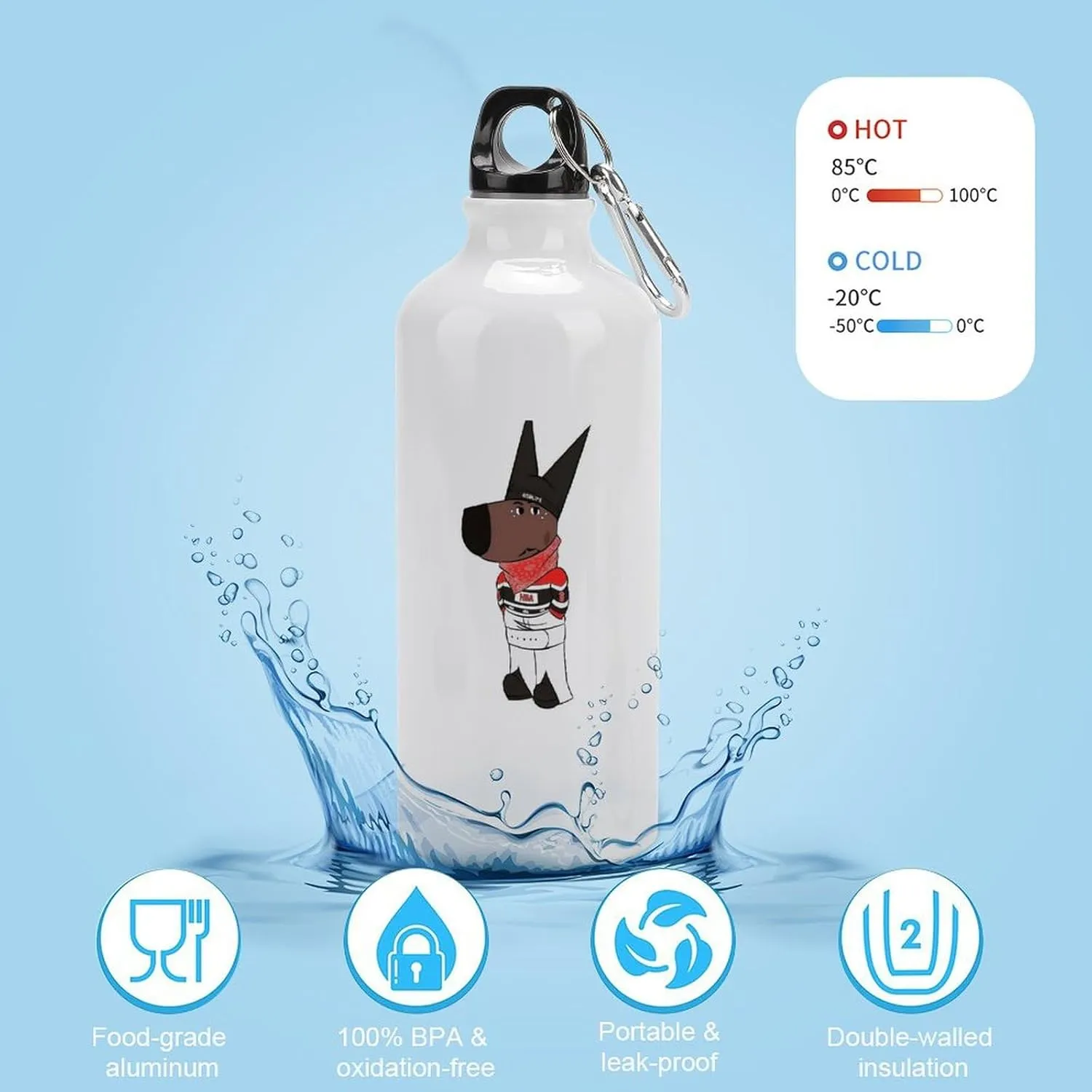 Sports Water Bottle Aluminum with Screw Cap Leak Proof Design for Outdoor Adventures Gym And Travel BPA Free Camping Cycling And Everyday Use Metal Water Bottlek Hydration Bottle Carti Chill Guy