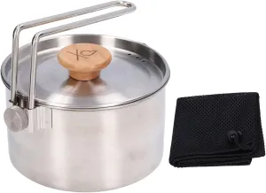 Stainless Steel Camping Pot - 1000ml Portable Outdoor Tea Coffee Pot with Detachable Handle for Picnic and Hiking