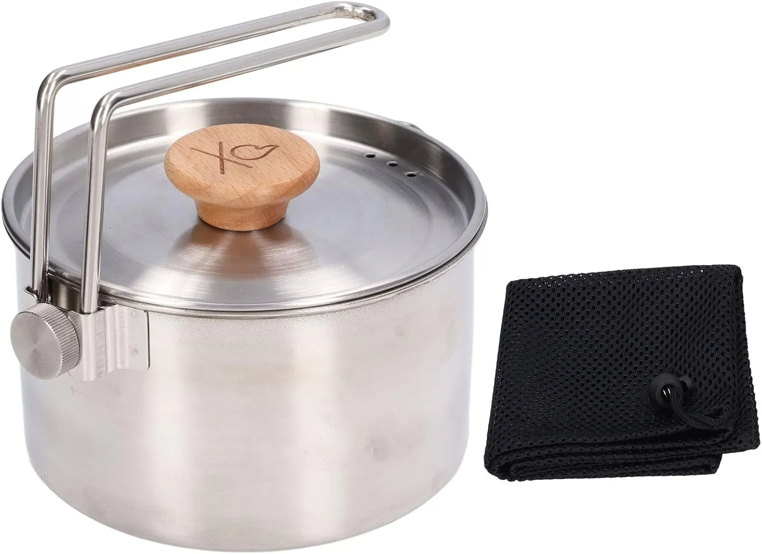 Stainless Steel Camping Pot - 1000ml Portable Outdoor Tea Coffee Pot with Detachable Handle for Picnic and Hiking