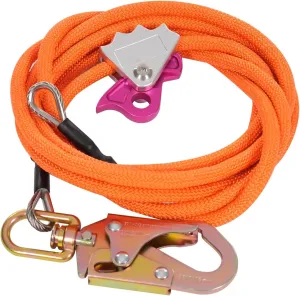 Steel Wire Core Flip Line Kit, 1/2" x 16FT Wire Core Flipline with Triple Lock Carabiner Flipline for Climbing Tree Adjustable Lanyard for Arborists Climbers Tree Climbers