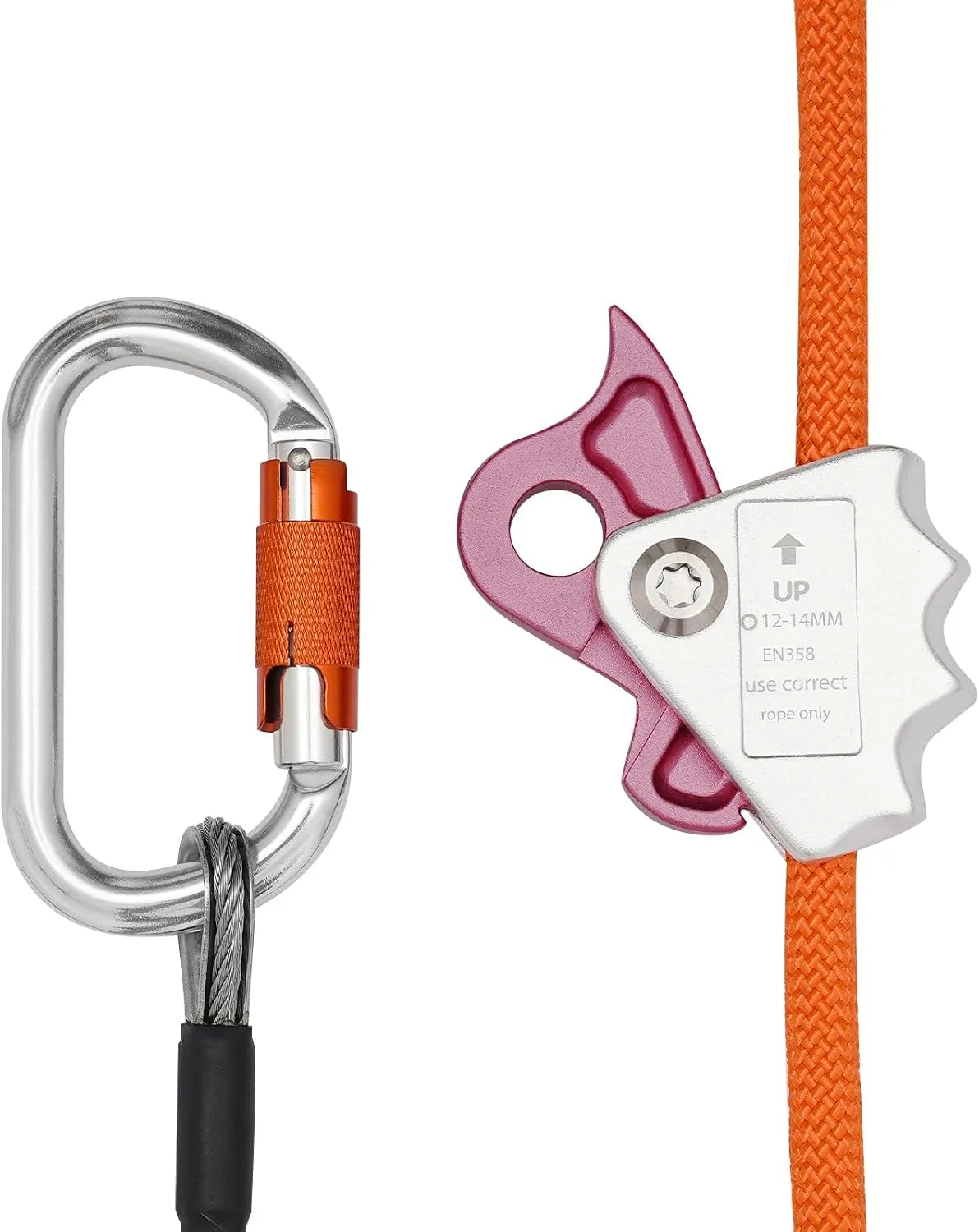 Steel Wire Core Flip Line Kit, Professional Safety Sling Device, Wire Core Flipline Set with Triple Lock Carabiner and Steel Swivel Snap Wire for Climbing, Roofing, Rescue (1/2in*14ft)