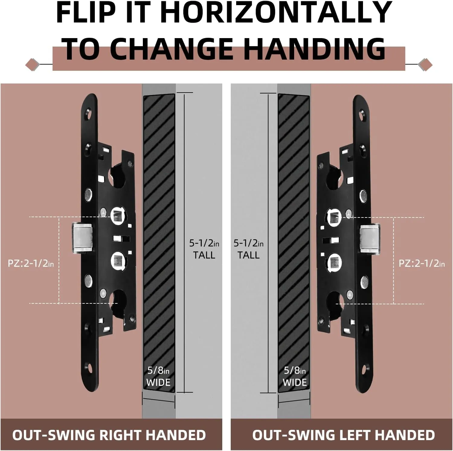 Storm Door 2 Piont Mortise Lock Body Replacement Fit for Pella Storm Door Handle Set Part (Black)