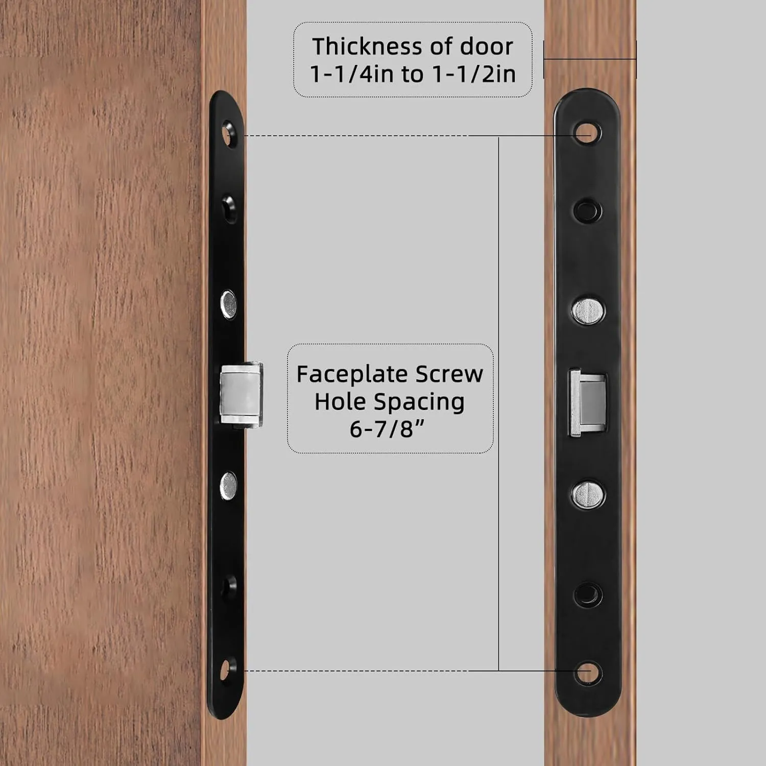 Storm Door 2 Piont Mortise Lock Body Replacement Fit for Pella Storm Door Handle Set Part (Black)