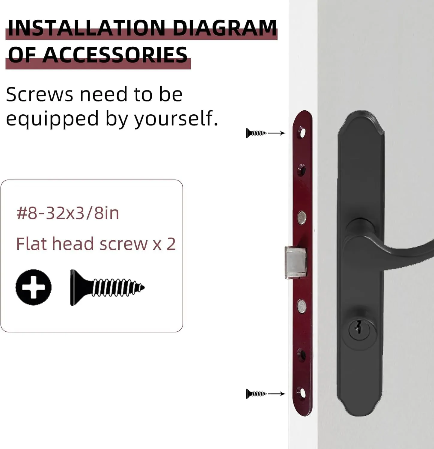 Storm Door 2 Piont Mortise Lock Body Replacement Fit for Pella Storm Door Handle Set Part (Red)