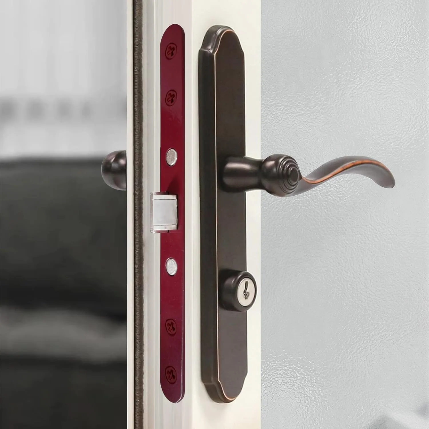 Storm Door 2 Piont Mortise Lock Body Replacement Fit for Pella Storm Door Handle Set Part (Red)