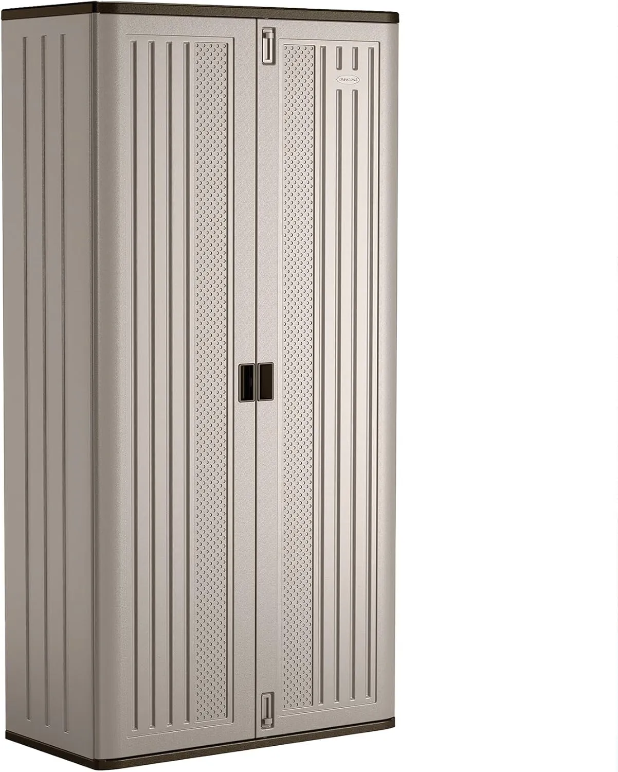 Suncast 80.25" Mega Tall Heavy-Duty Resin Storage Cabinet with 3 Shelves, Platinum/Slate, Made in the USA